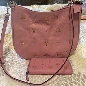 Coach pink shoulder/crossbody with wallet
